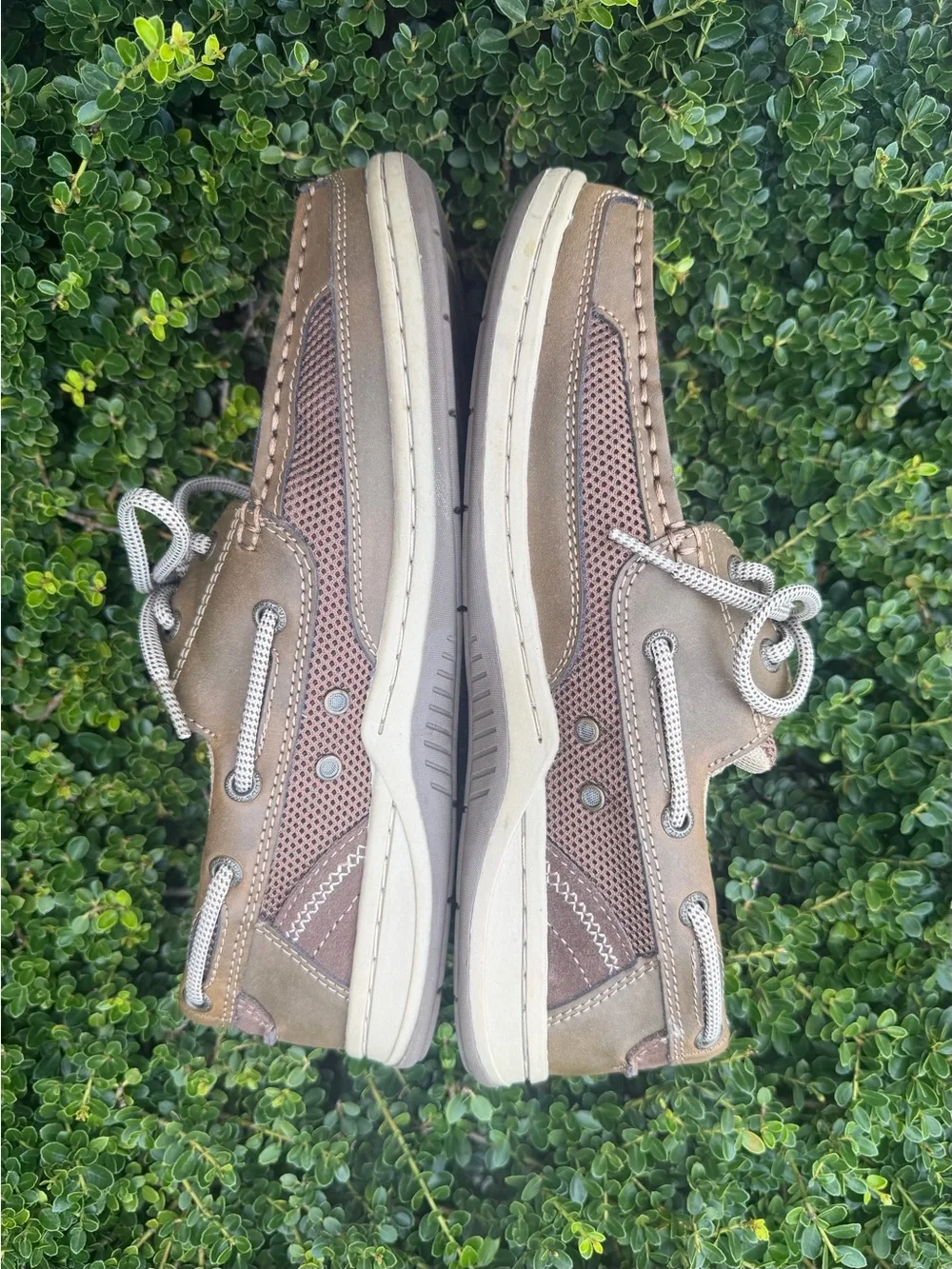 Margaritaville Anchor Lace Boat Shoe Leather Brown Mens Sz 9.5 US